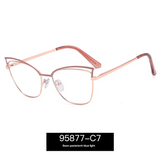 Women's Classy Cat Eye Blue Light Glasses – Metal Frame, Anti-UV, Myopia-Ready