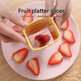 Stainless Steel Strawberry & Banana Fruit Cutter – 4-Blade Slicer for Plating & Prep