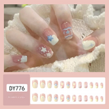 Starry Sky Press-On Nails – Pastel Cloud & Star Square Acrylic Nail Tips