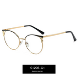 Women's Round Metal Blue Light Glasses – Full Frame Myopia-Ready Eyewear