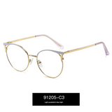 Women's Round Metal Blue Light Glasses – Full Frame Myopia-Ready Eyewear