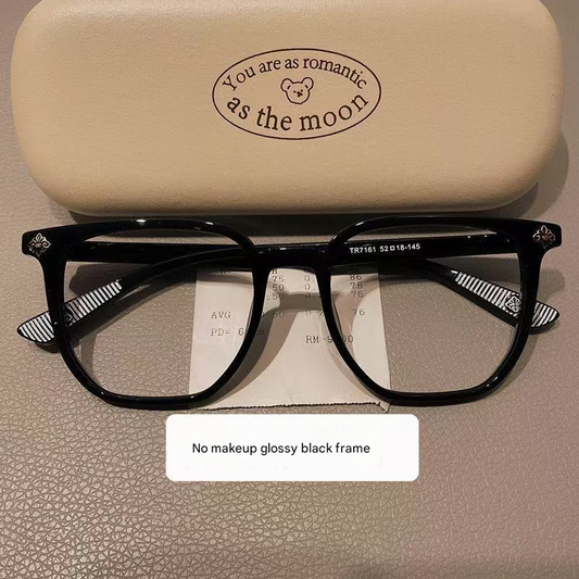 Frosted Large Frame Anti-Blue Light Glasses for Women – Box Style Eyewear for Big Face