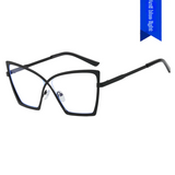 Cat-Eye Anti-Blue Light Glasses for Women – Large Frame Metal Eyewear, Myopia-Compatible