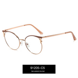 Women's Round Metal Blue Light Glasses – Full Frame Myopia-Ready Eyewear