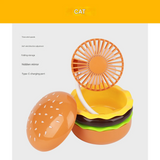 Cute Hamburger Desktop Fan with Beauty Mirror – Portable Mini Fan