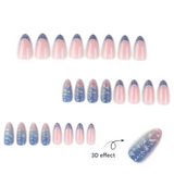 Glossy 3D Mermaid Scale Press-On Nails – Medium Almond Glue-On False Nails