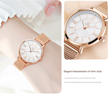 SK Women’s Quartz Watch – Classic Milanese Stainless Steel Strap, 30M Waterproof Wristwatch