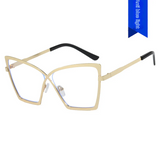 Cat-Eye Anti-Blue Light Glasses for Women – Large Frame Metal Eyewear, Myopia-Compatible