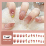 Floral Ombre Press-On Nails – Medium Square Acrylic Nail Set, Nude & Pink