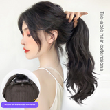 Volumizing Curly Hair Extensions for Women – Three-Piece Seamless Wavy Wig Set (Black)