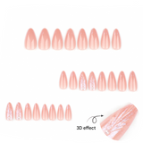Long Nude Stiletto Press-On Nails with 3D Pearl Embellishments – Glossy Modern Nail Art