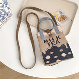 Kawaii Cartoon Knitted Bag - Stylish Crossbody Design with Spacious Cellphone Compartment