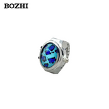 BOZHI Leopard Print Flip Ring Watch – Retro Gemstone Quartz Finger Watch