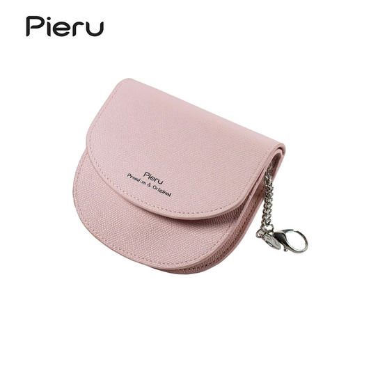 PIERU Women’s Mini Saddle Coin Purse – Zipper PU Leather Wallet