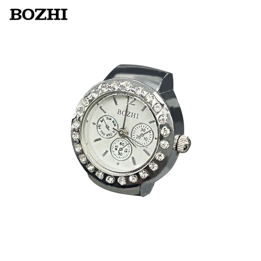 BOZHI Minimalist Quartz Unisex Ring Watch – Adjustable Stainless Steel Finger Watch