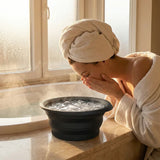 Collapsible Ice Basin – Folding Facial Ice Bath Bowl with Ice Tray for Kitchen & Skincare Use