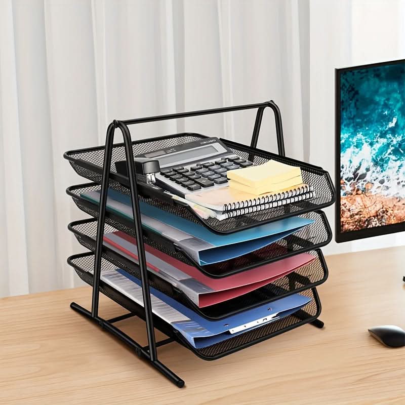 4-Tier Metal Desk File Organizer – bshopy.in