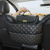 Car Storage Net Bag – Leather Seat Back Organizer for Middle Seat