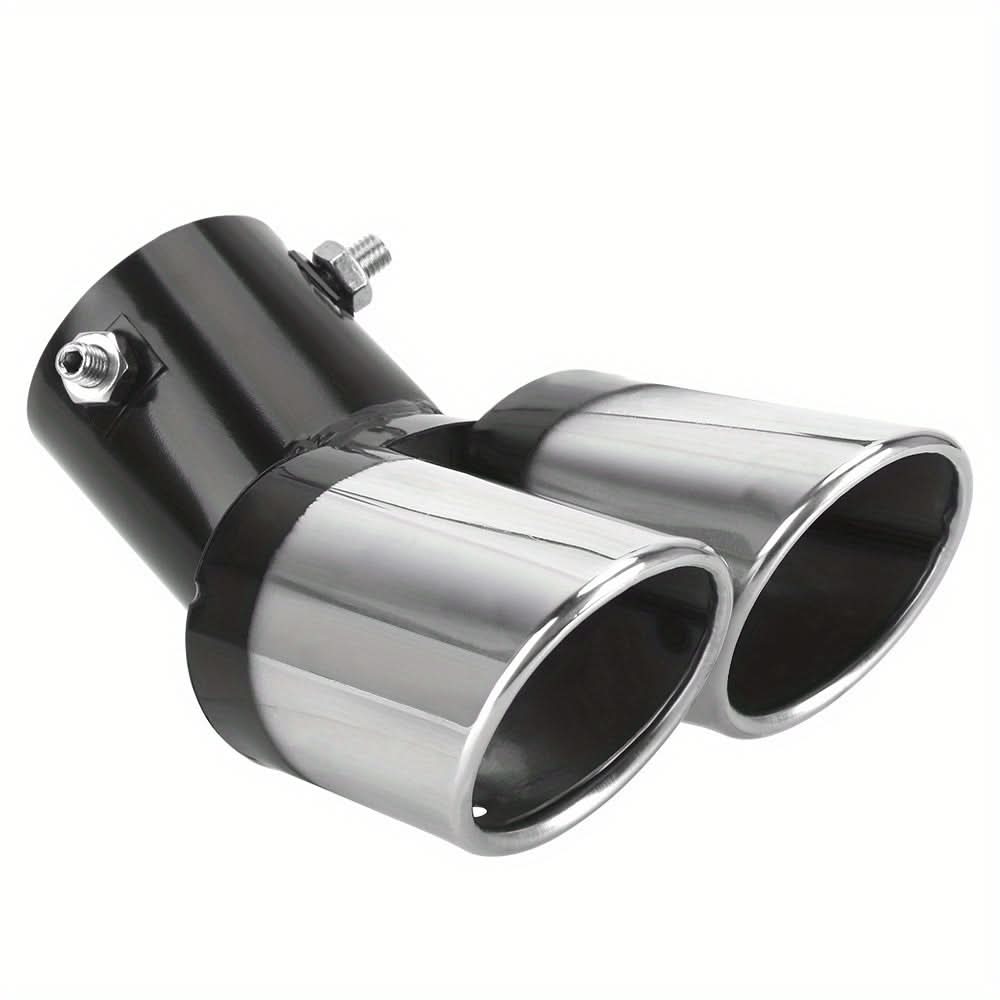 Universal Chrome Stainless Steel Exhaust Tip - 7 X 3 Inch Elbow, 2 Inch Inlet, 2 Bolt Mount - SHIPS FREE