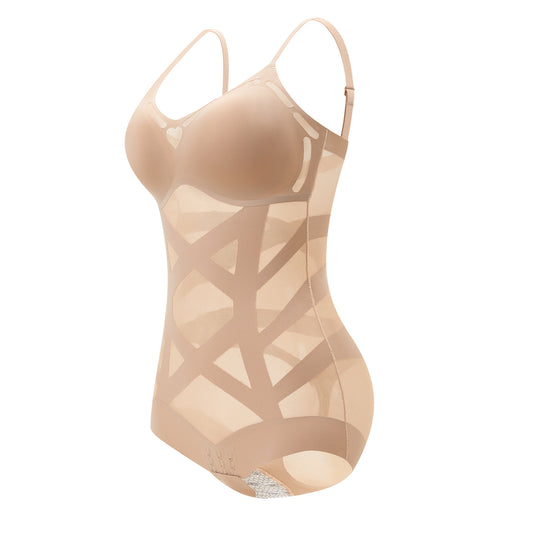 Huibao Spring Magic Same Style Ultra-Thin Breathable Seamless Shapewear Caffeine Mesh Tummy Control One-Piece Body Shaper