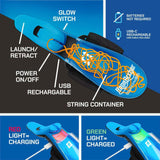 Cross-Border Zip String Luminous Rope Launcher with Automatic Line Retraction, Creative Stress-Relief Outdoor Toy