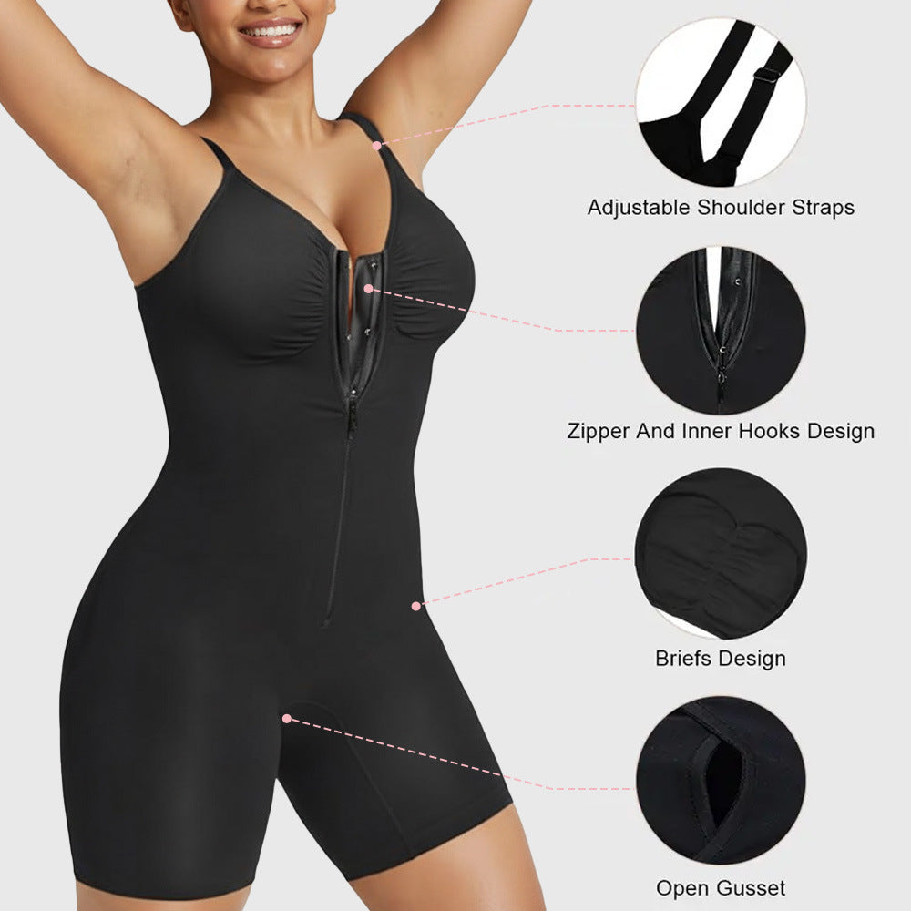 European and American Cross-Border Foreign Trade Hot-Selling Shapewear Sexy High-Elastic Zipper Strap Waist-Slimming Body-Shaping Jumpsuit for Women
