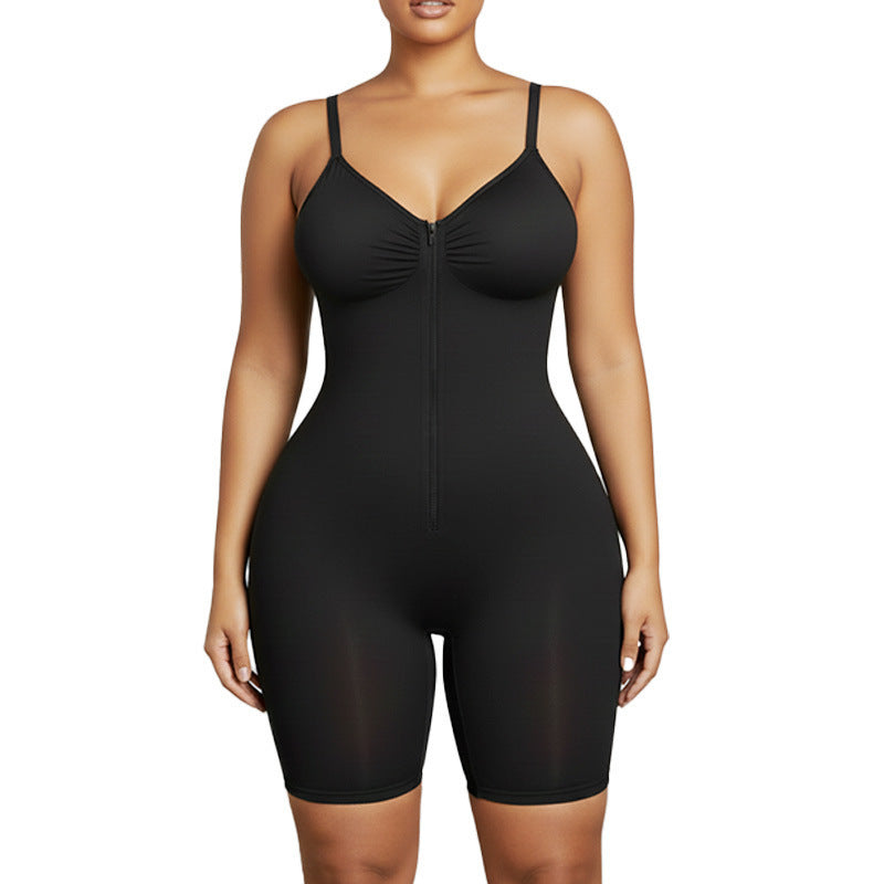 European and American Cross-Border Foreign Trade Hot-Selling Shapewear Sexy High-Elastic Zipper Strap Waist-Slimming Body-Shaping Jumpsuit for Women