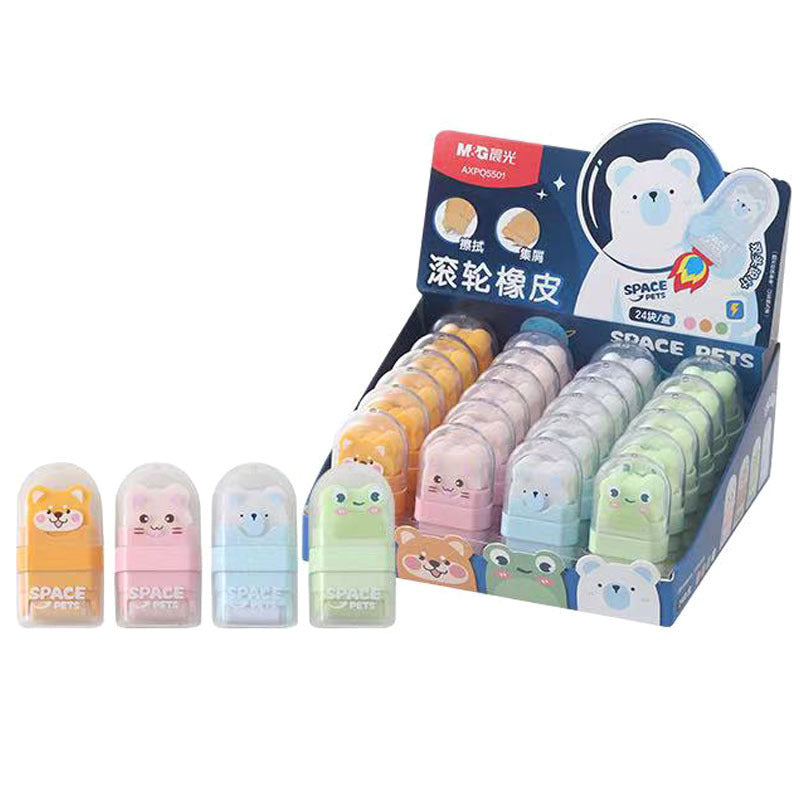 Morning Light Rolling Eraser with Cute Animal Shapes, Dual-Head Eraser, Two-In-One Erasing and Debris Collection, Clean Eraser for Students