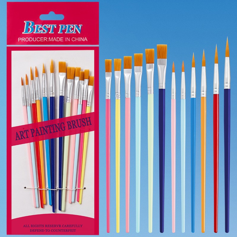 Nylon Hair Oil Painting Brushes, Red Handle Brushes, Watercolor Gouache Brushes, Industrial Children's Painting Brushes, Wholesale