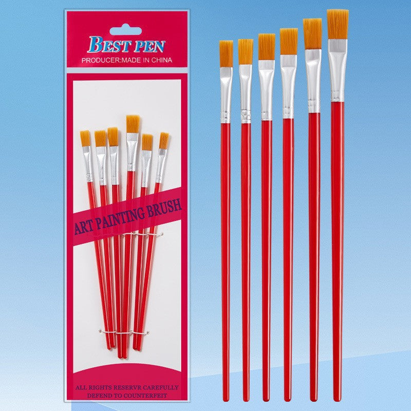 Nylon Hair Oil Painting Brushes, Red Handle Brushes, Watercolor Gouache Brushes, Industrial Children's Painting Brushes, Wholesale