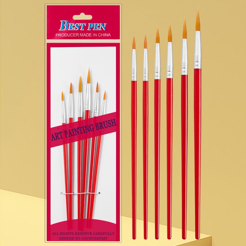 Nylon Hair Oil Painting Brushes, Red Handle Brushes, Watercolor Gouache Brushes, Industrial Children's Painting Brushes, Wholesale