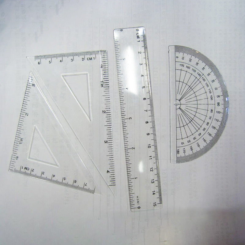 Amazon's Popular Dual-Scale Ruler Stationery 15/20/30cm Transparent Plastic Ruler for Elementary School Students Wholesale Customization