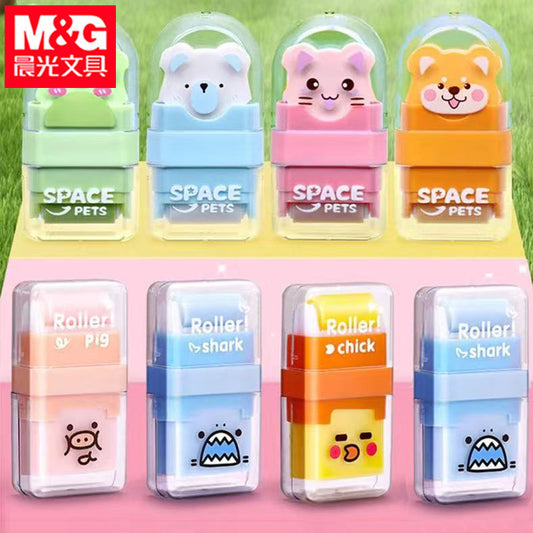 Morning Light Rolling Eraser with Cute Animal Shapes, Dual-Head Eraser, Two-In-One Erasing and Debris Collection, Clean Eraser for Students