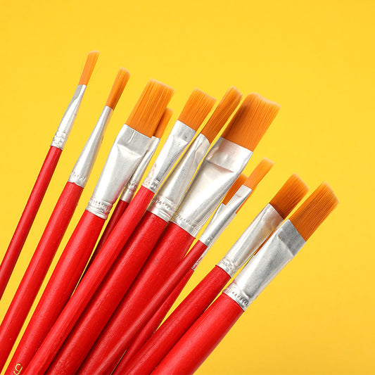 Nylon Hair Oil Painting Brushes, Red Handle Brushes, Watercolor Gouache Brushes, Industrial Children's Painting Brushes, Wholesale
