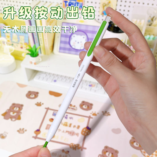 No-cutting, core-changing, color mechanical pencil, erasable oil-based color lead, children's drawing, student's sketch art pen