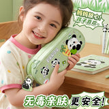 Large-Capacity New Cute Panda Double-Layer Pencil Case Pu Pencil Case Cartoon Multi-Functional Layered Pencil Case for Primary School Students