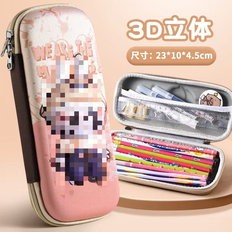 3D stationery box primary school student pull cloth pencil case girl cartoon large capacity pencil case student children gift set