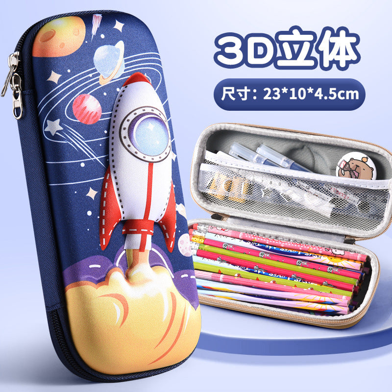 3D stationery box primary school student pull cloth pencil case girl cartoon large capacity pencil case student children gift set