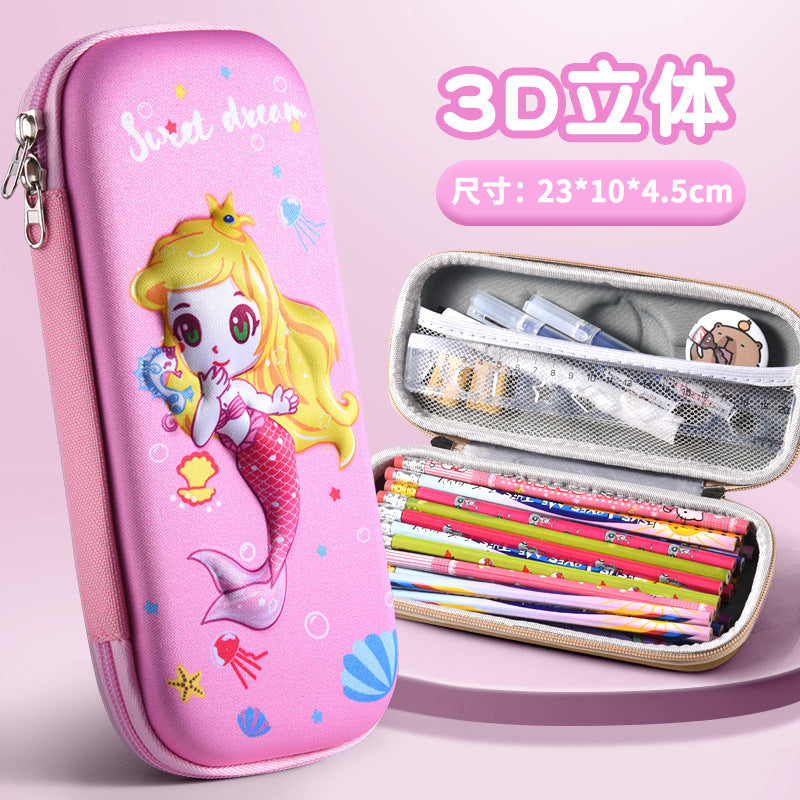 3D stationery box primary school student pull cloth pencil case girl cartoon large capacity pencil case student children gift set