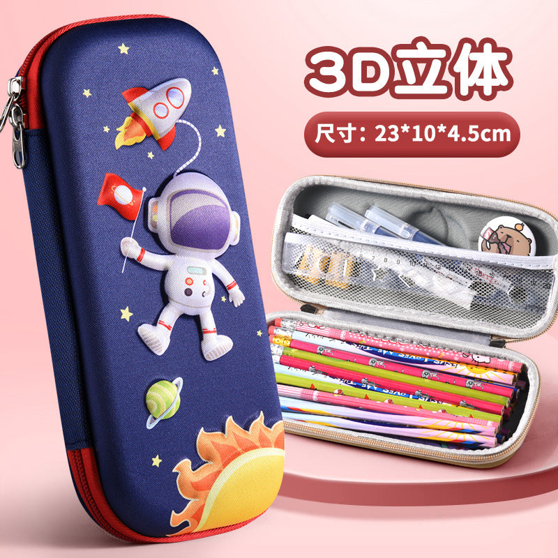3D stationery box primary school student pull cloth pencil case girl cartoon large capacity pencil case student children gift set