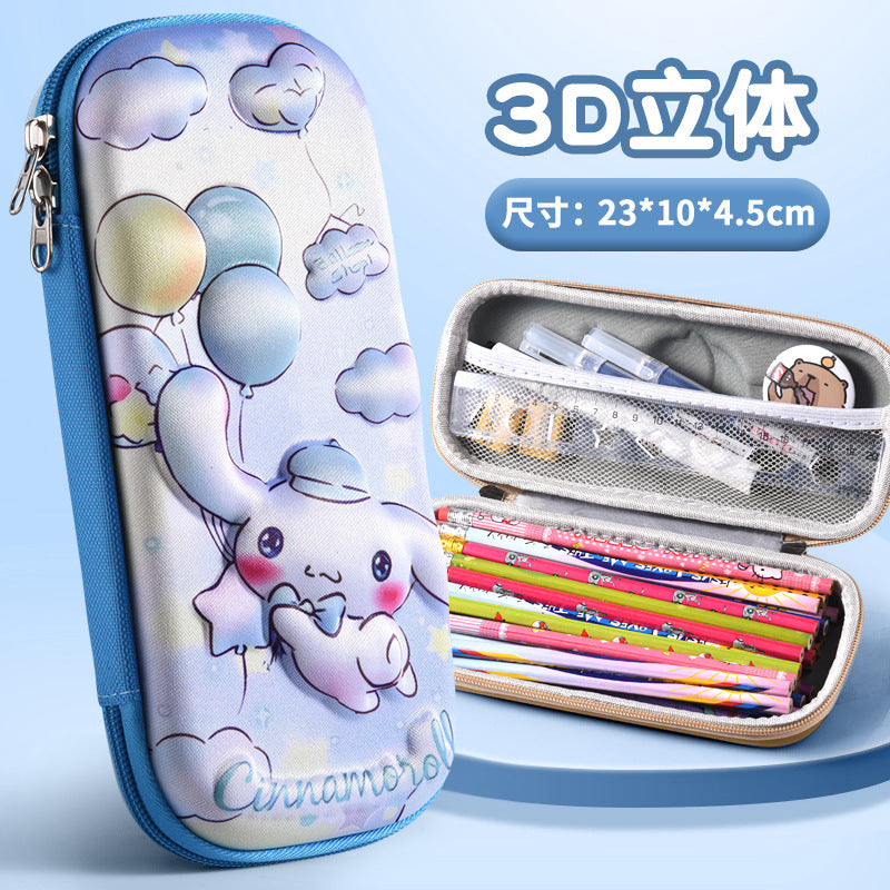 3D stationery box primary school student pull cloth pencil case girl cartoon large capacity pencil case student children gift set