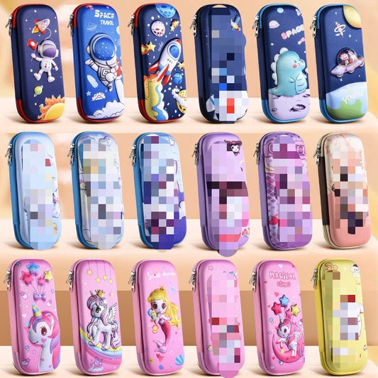 3D stationery box primary school student pull cloth pencil case girl cartoon large capacity pencil case student children gift set