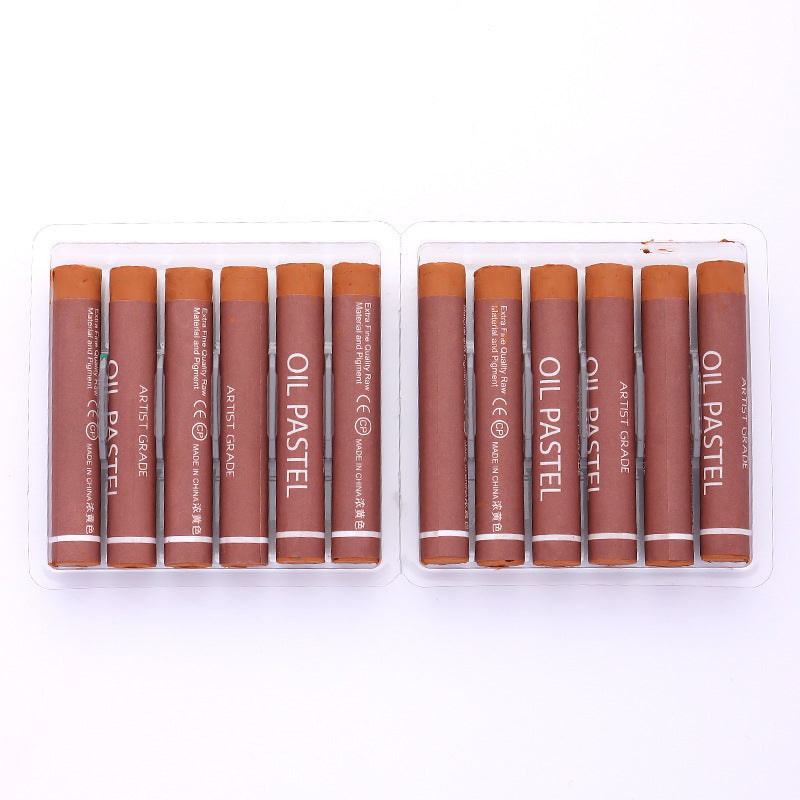 Factory wholesale art supplies soft color supplement heavy color oil painting stick kindergarten painting graffiti crayon colorful stick 12