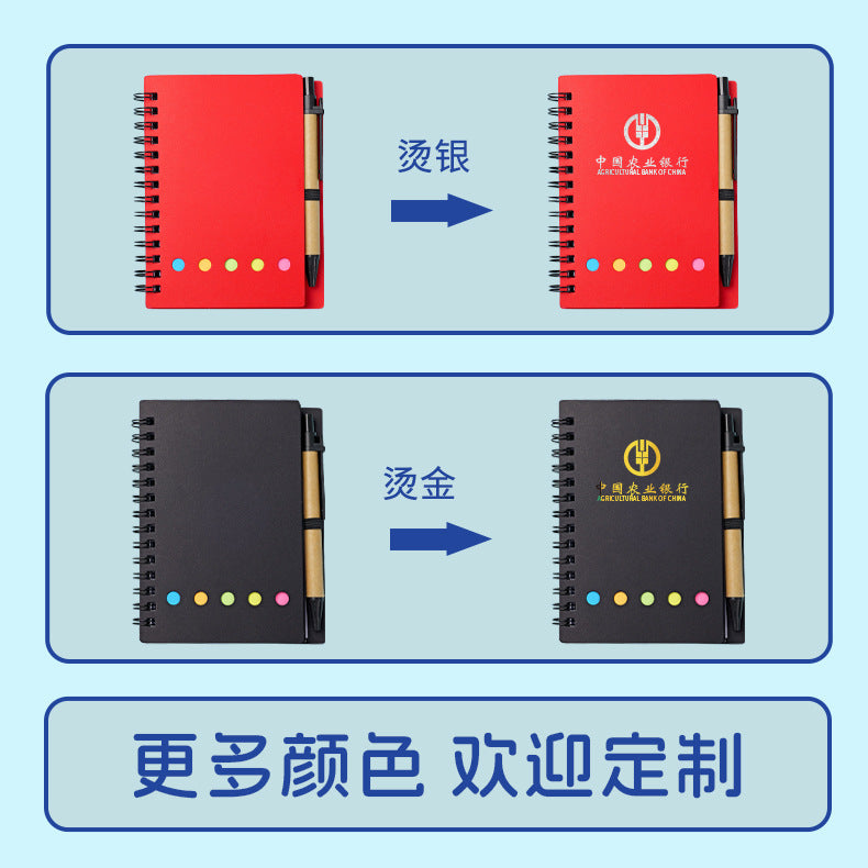 Kraft Paper Spiral Notebook with Customizable Sticky Notes, Self-Adhesive Tear-Off Memo Pads, Customizable Sticky Notes