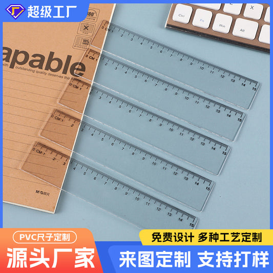 Amazon's Popular Dual-Scale Ruler Stationery 15/20/30cm Transparent Plastic Ruler for Elementary School Students Wholesale Customization