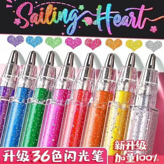 Colorful Glitter Gel Pen Watercolor Pen Highlighter Student Notebook Special Children's Graffiti Stackable Color Marker Pen