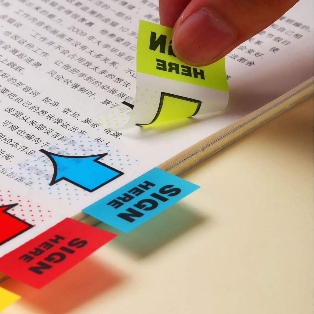 Withdrawable Newspaper Stickers Contract Documents Indicating Label Stickers SIGN HERE Arrows Classification Index Stickers Post-it Stickers