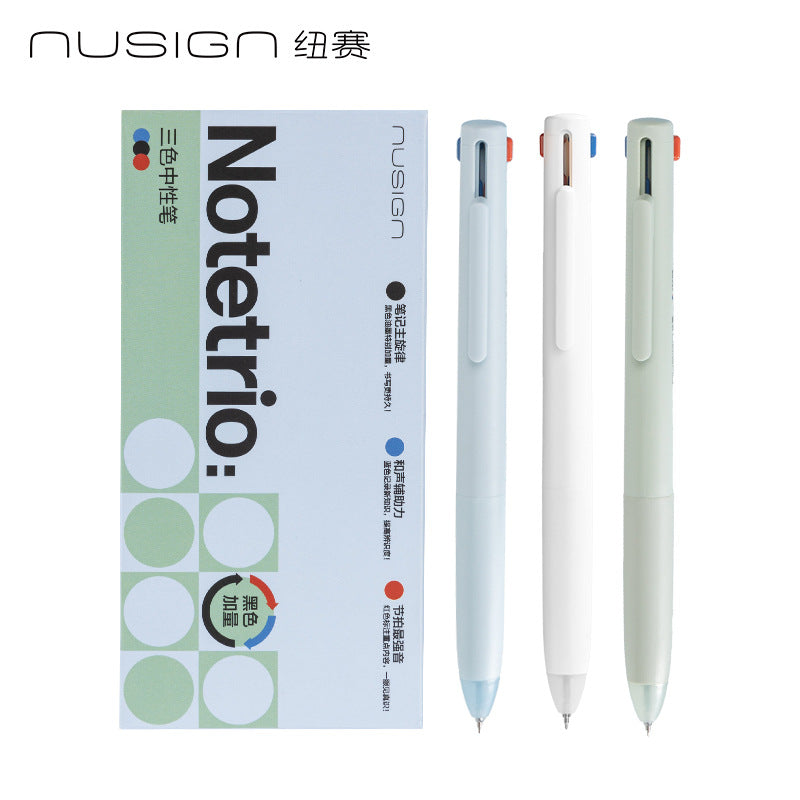 Deli Ns565 Three-Color Retractable Pen 0.5mm Multi-Color Model for Students to Take Notes with Blue and Red Pens for Marking Mistakes