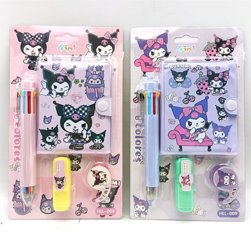 Hot-Selling Demon Slayer Girl Group Mini Ballpoint Pen Journal Set Creative Highlighter and Washi Tape Combo Stationery Set