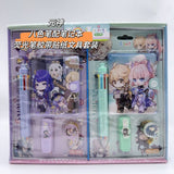 Hot-Selling Demon Slayer Girl Group Mini Ballpoint Pen Journal Set Creative Highlighter and Washi Tape Combo Stationery Set